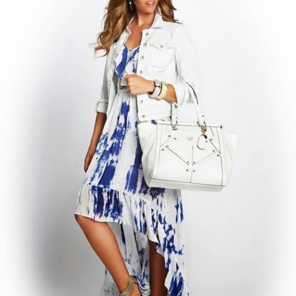 Guess Blue and White Tie-Dye Maxi High Low Dress Sz L - Picture 4 of 11